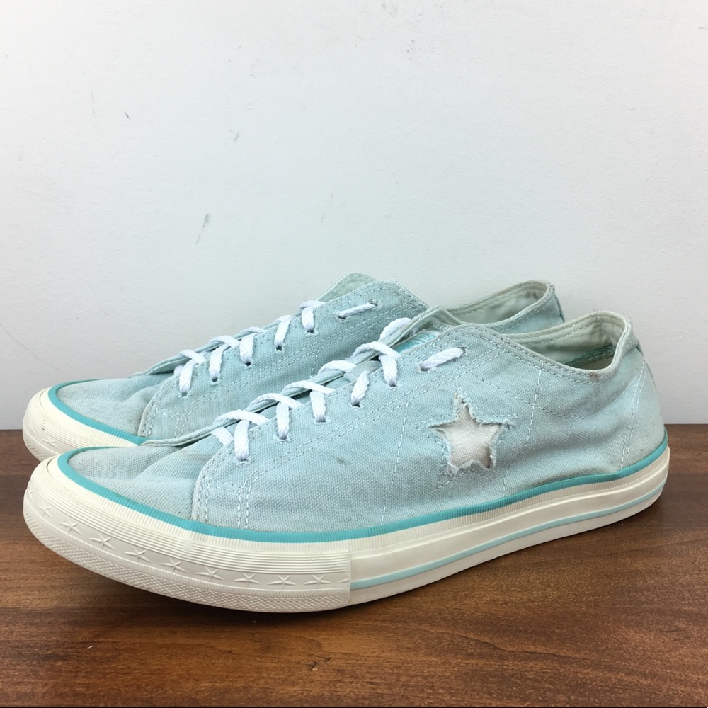 Light Blue Canvas Star Low-Top Sneakers - Unbranded